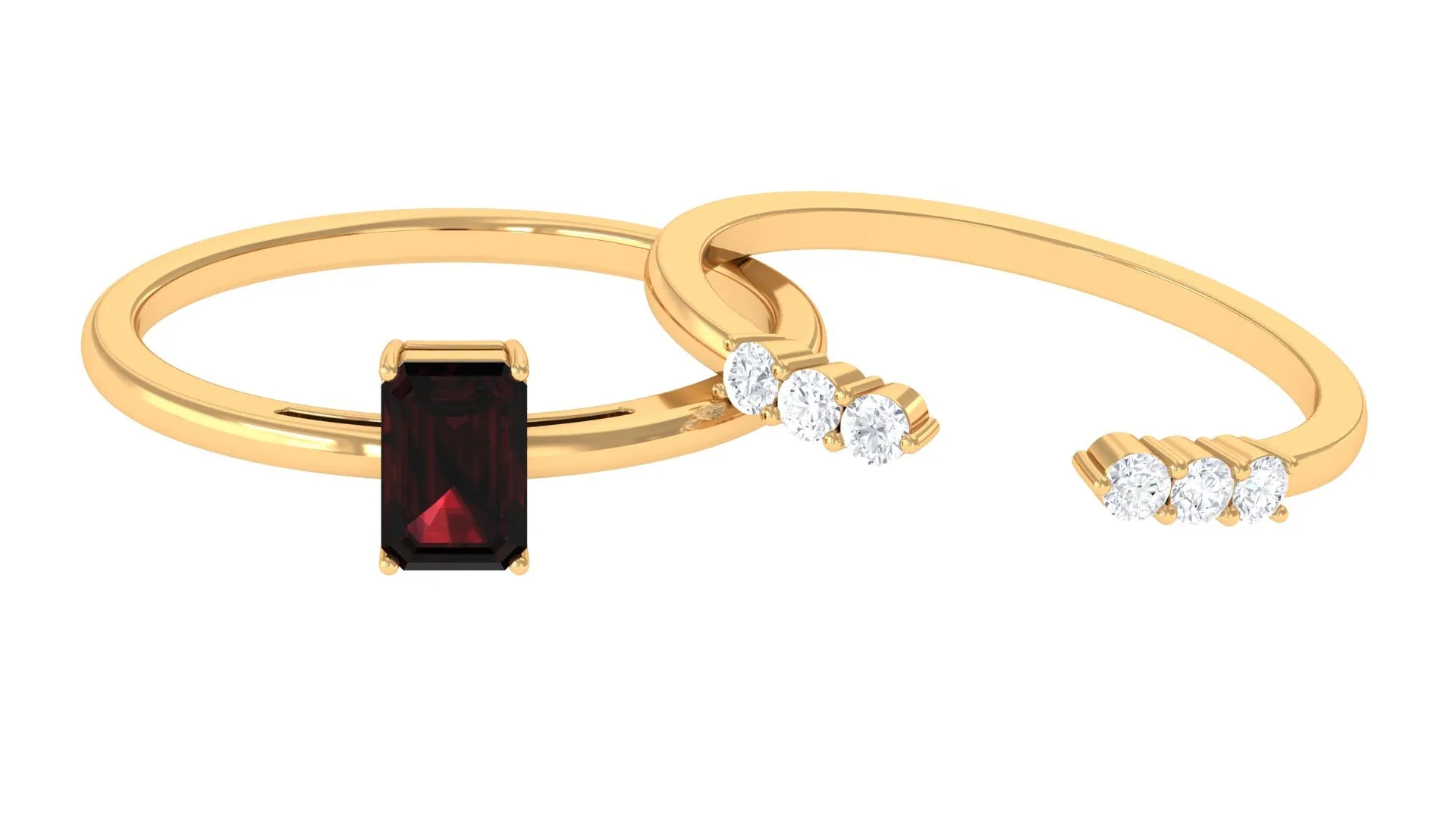 Real Garnet and Diamond Ring Set