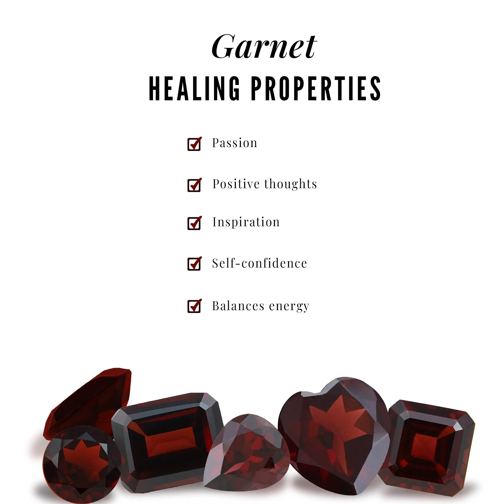 Real Garnet Stackable Ring Set with Diamond in Prong Setting