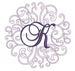 Regal Curls Monogram Letters K