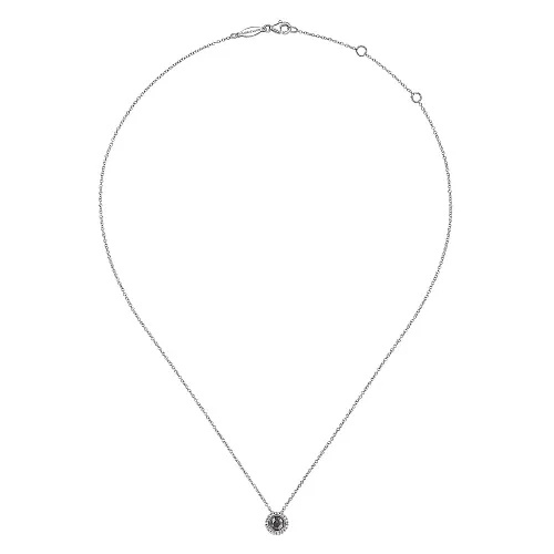 Rock Crystal Black MOP Pendant Necklace in Sterling Silver