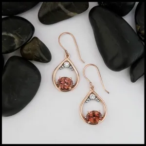 Rose Gold Teardrop Earrings with Masai Bordeaux Garnet