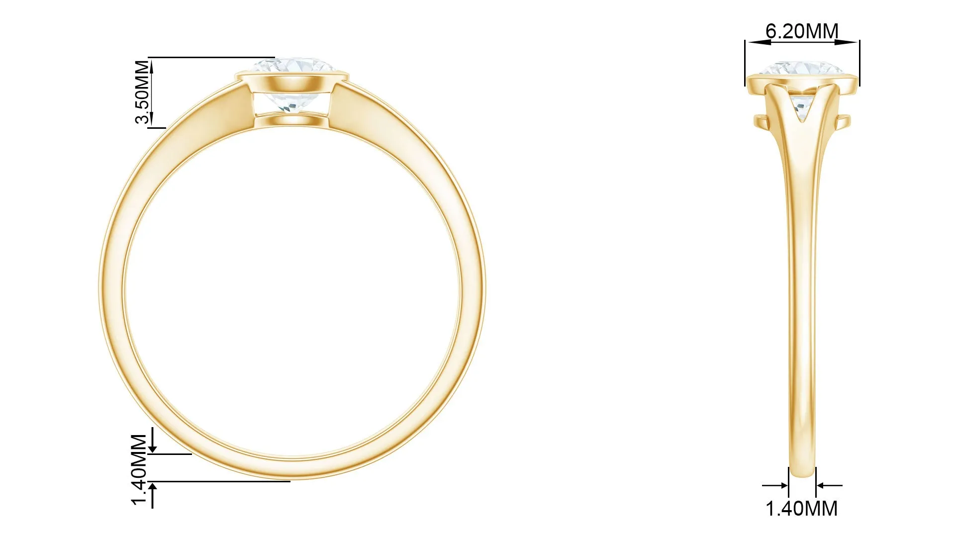 Round Shape Lab Grown Diamond Solitaire Ring in Split Shank
