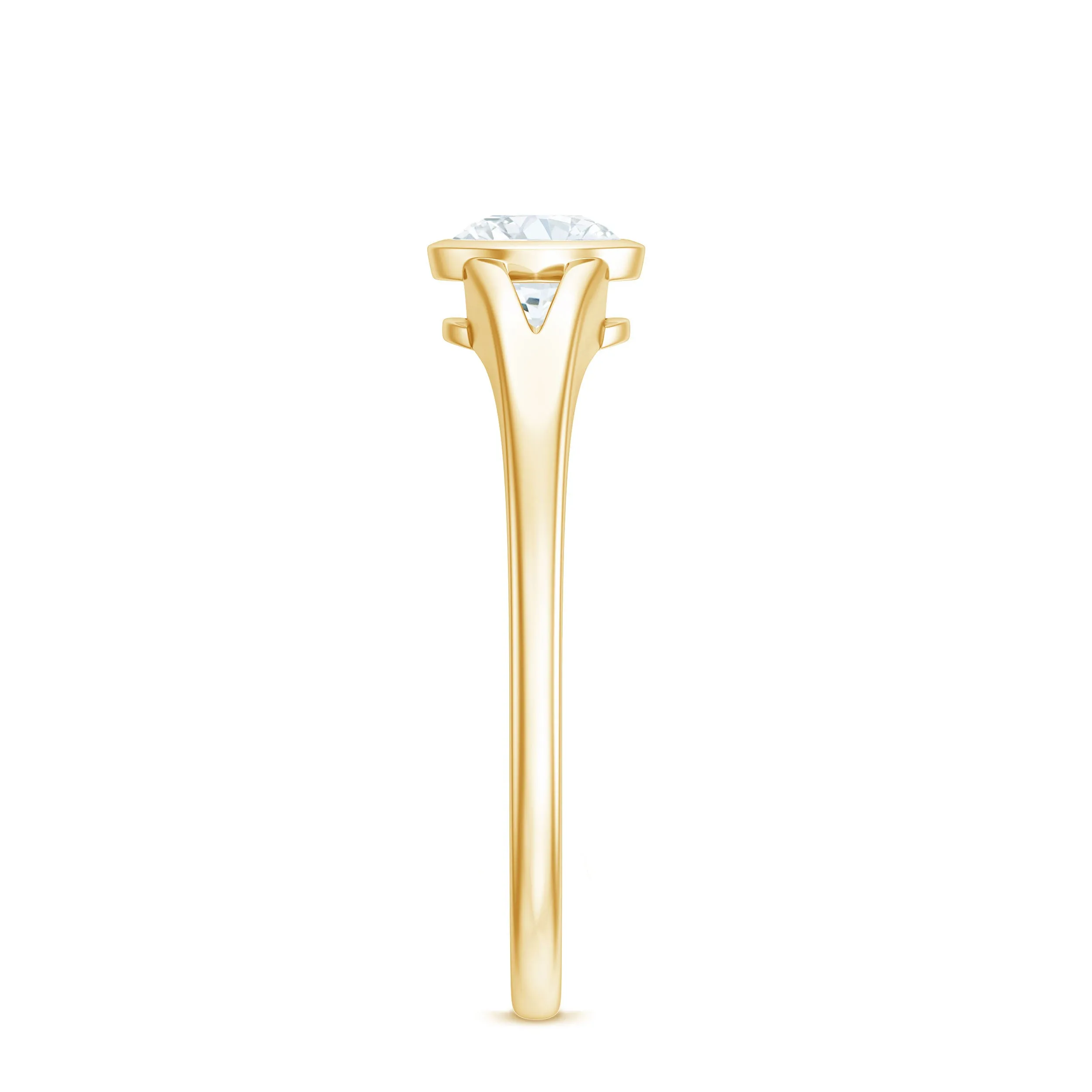 Round Shape Lab Grown Diamond Solitaire Ring in Split Shank