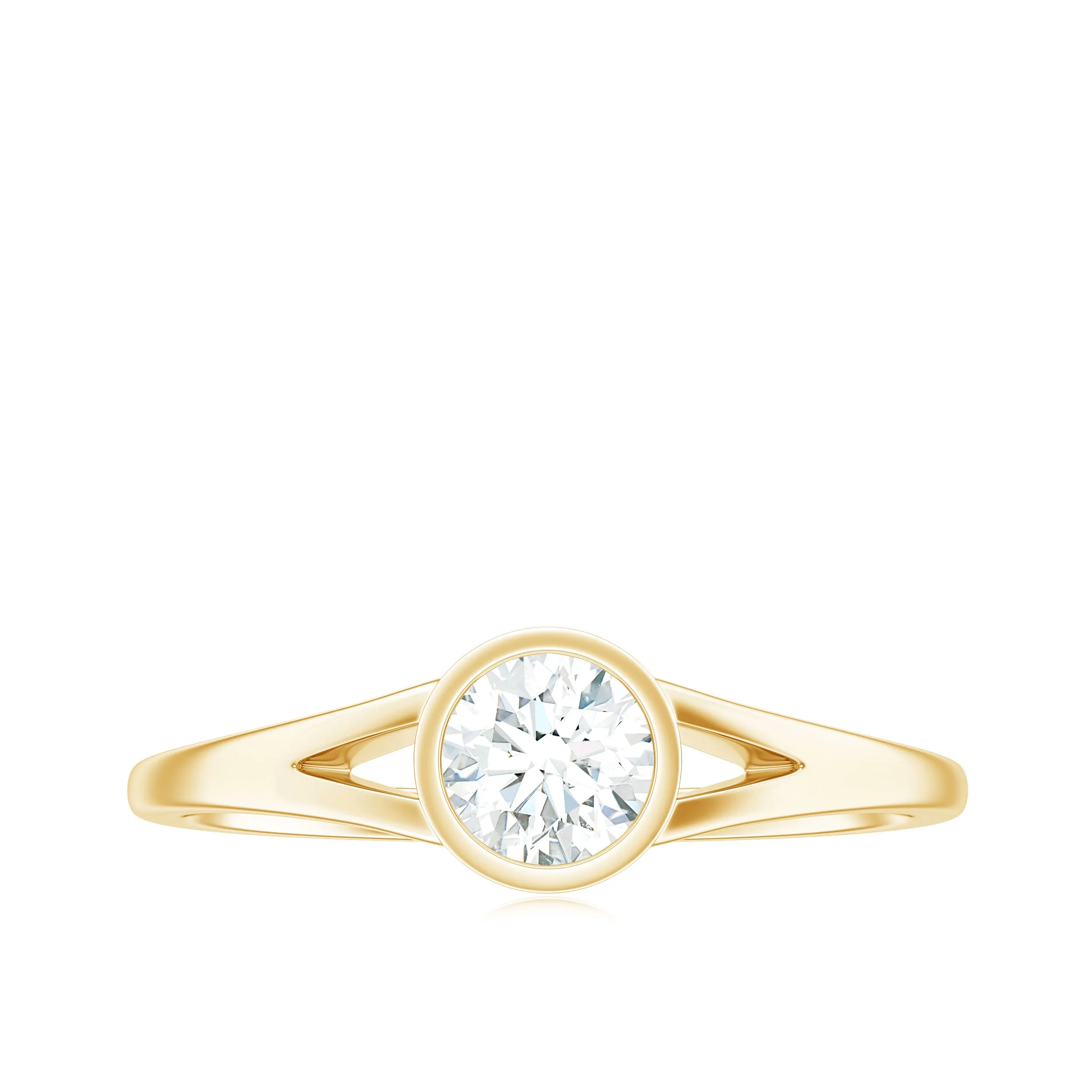 Round Shape Lab Grown Diamond Solitaire Ring in Split Shank