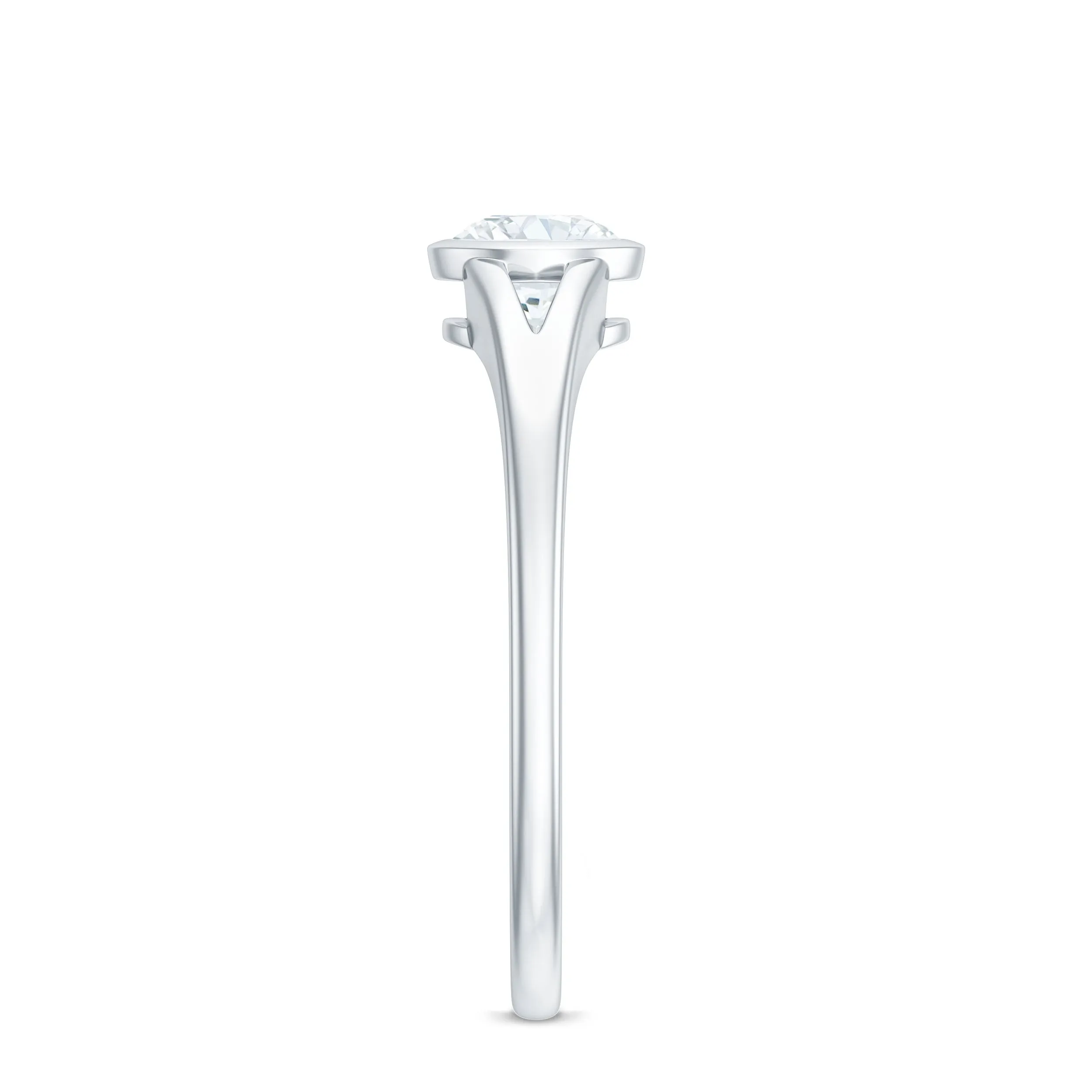 Round Shape Lab Grown Diamond Solitaire Ring in Split Shank