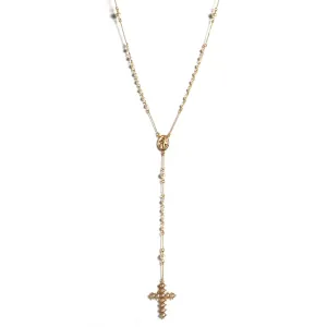 Saint Mia Rosary Style Necklace - Cream Pearl