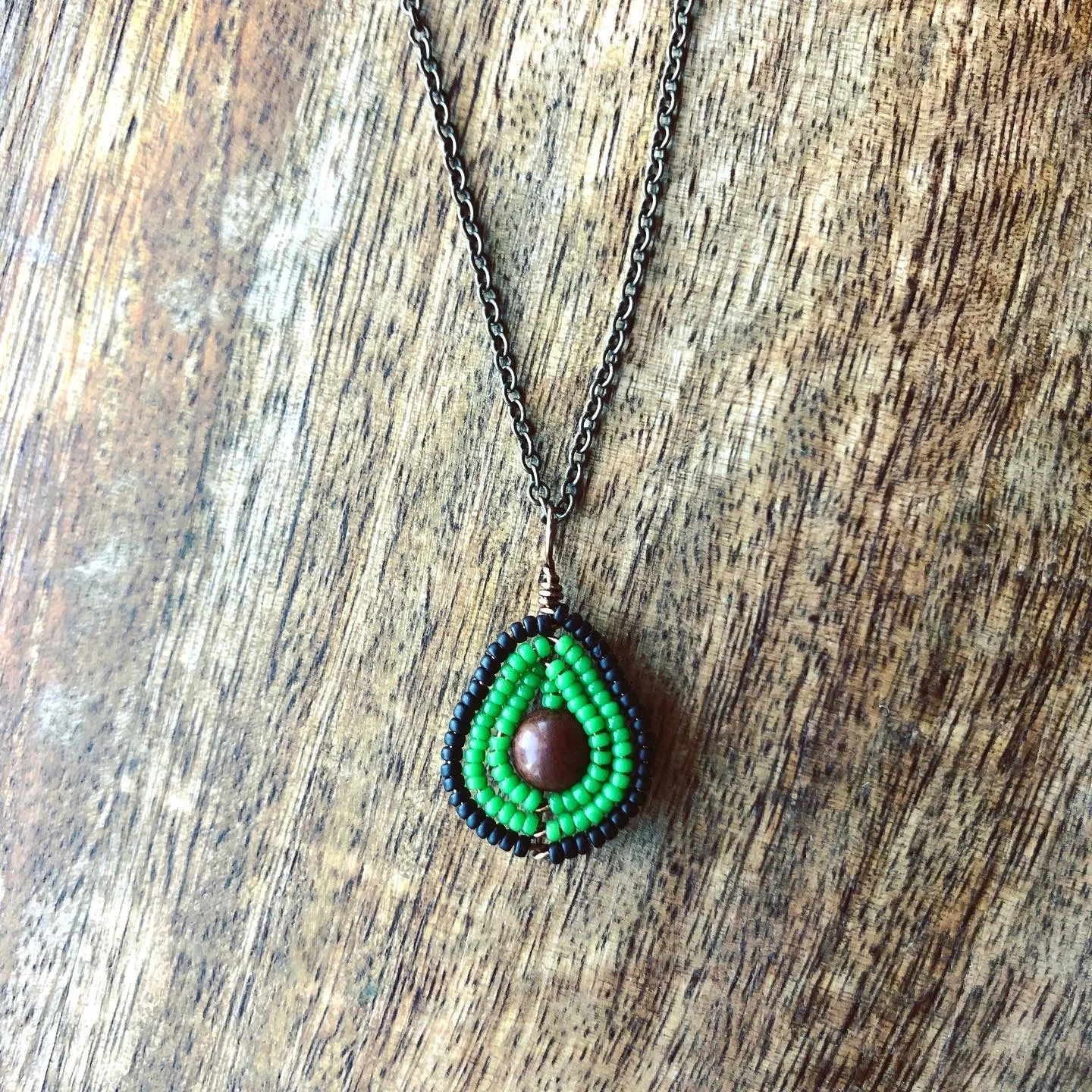 Teeny Tiny Beaded Avocado Necklace