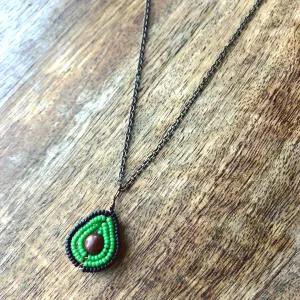 Teeny Tiny Beaded Avocado Necklace