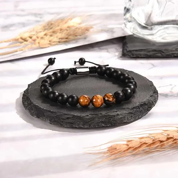 TEVOP  Birthday Gifts for Men, Tiger Eye Stone Bracelet Birthday Presents for Him Grandad Dad Son Brother Grandson Friend