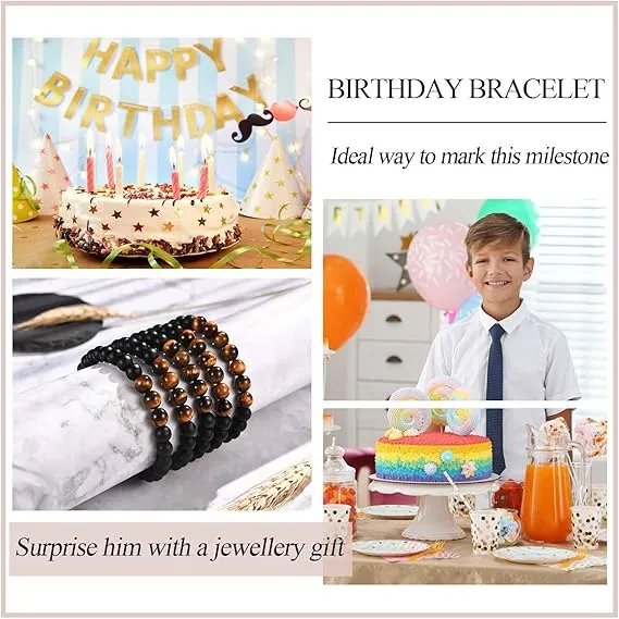 TEVOP  Birthday Gifts for Men, Tiger Eye Stone Bracelet Birthday Presents for Him Grandad Dad Son Brother Grandson Friend