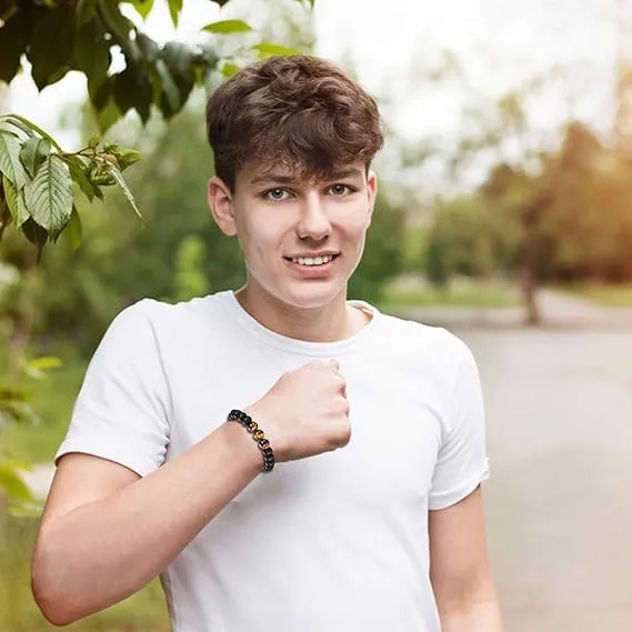 TEVOP  Birthday Gifts for Men, Tiger Eye Stone Bracelet Birthday Presents for Him Grandad Dad Son Brother Grandson Friend