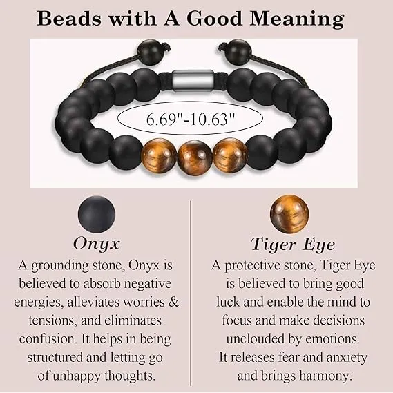 TEVOP  Birthday Gifts for Men, Tiger Eye Stone Bracelet Birthday Presents for Him Grandad Dad Son Brother Grandson Friend