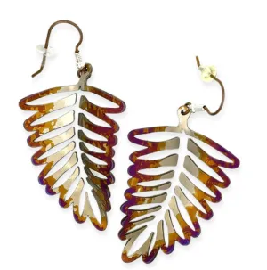 Titanium Fern Leaf Drop Earrings