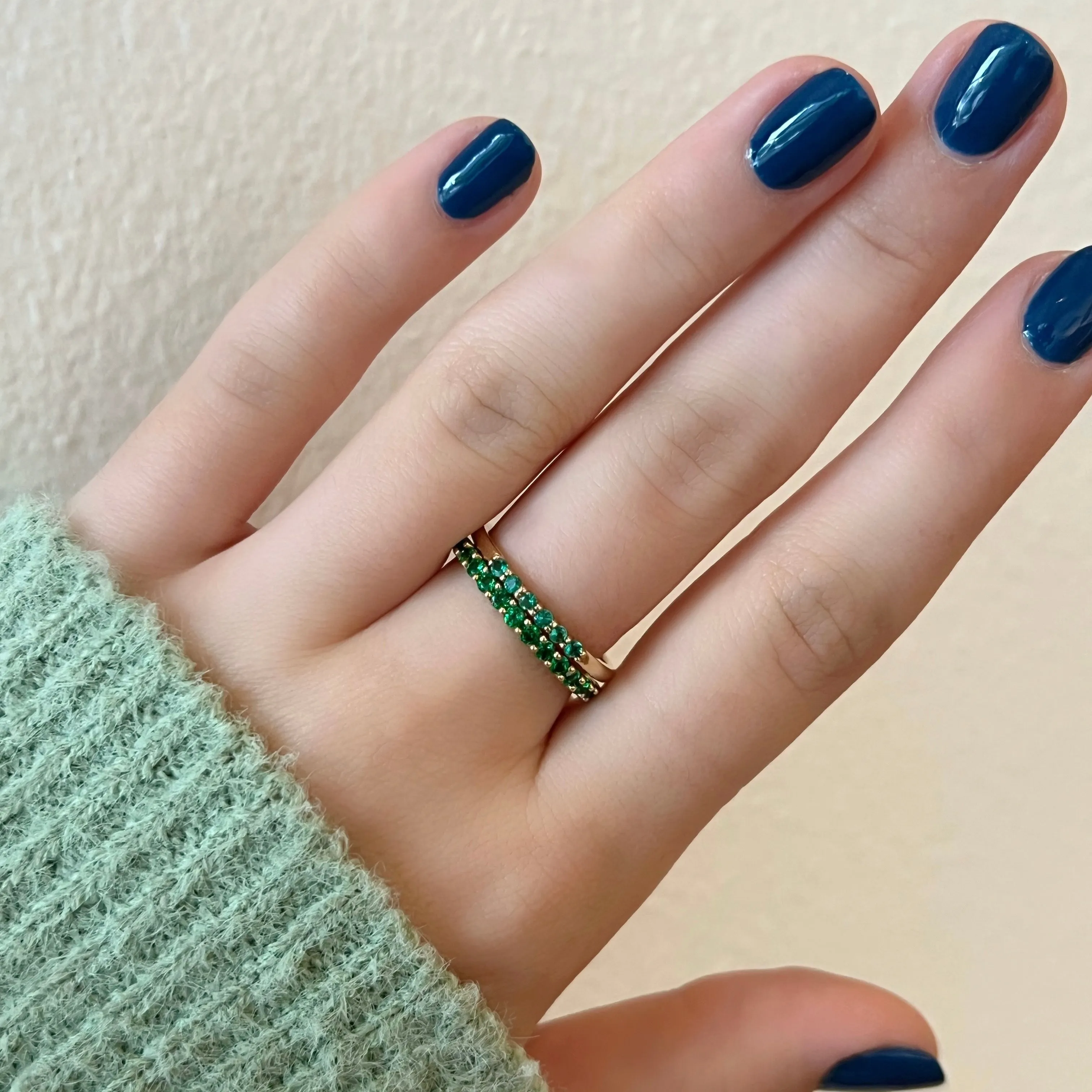 Tsavorite Garnet Half Eternity Band