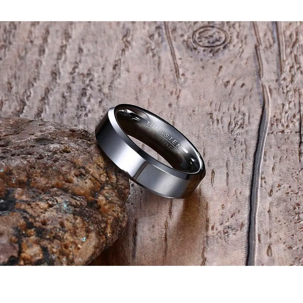 Tungsten Carbide Ring Mirrored Polished Plain Wedding Engagement Band