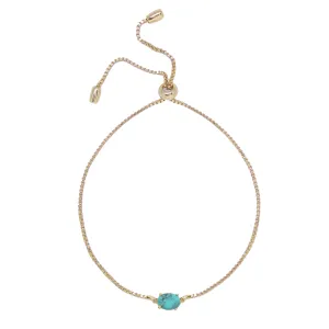 Turquoise & Gold Adjustable Chain Bracelet