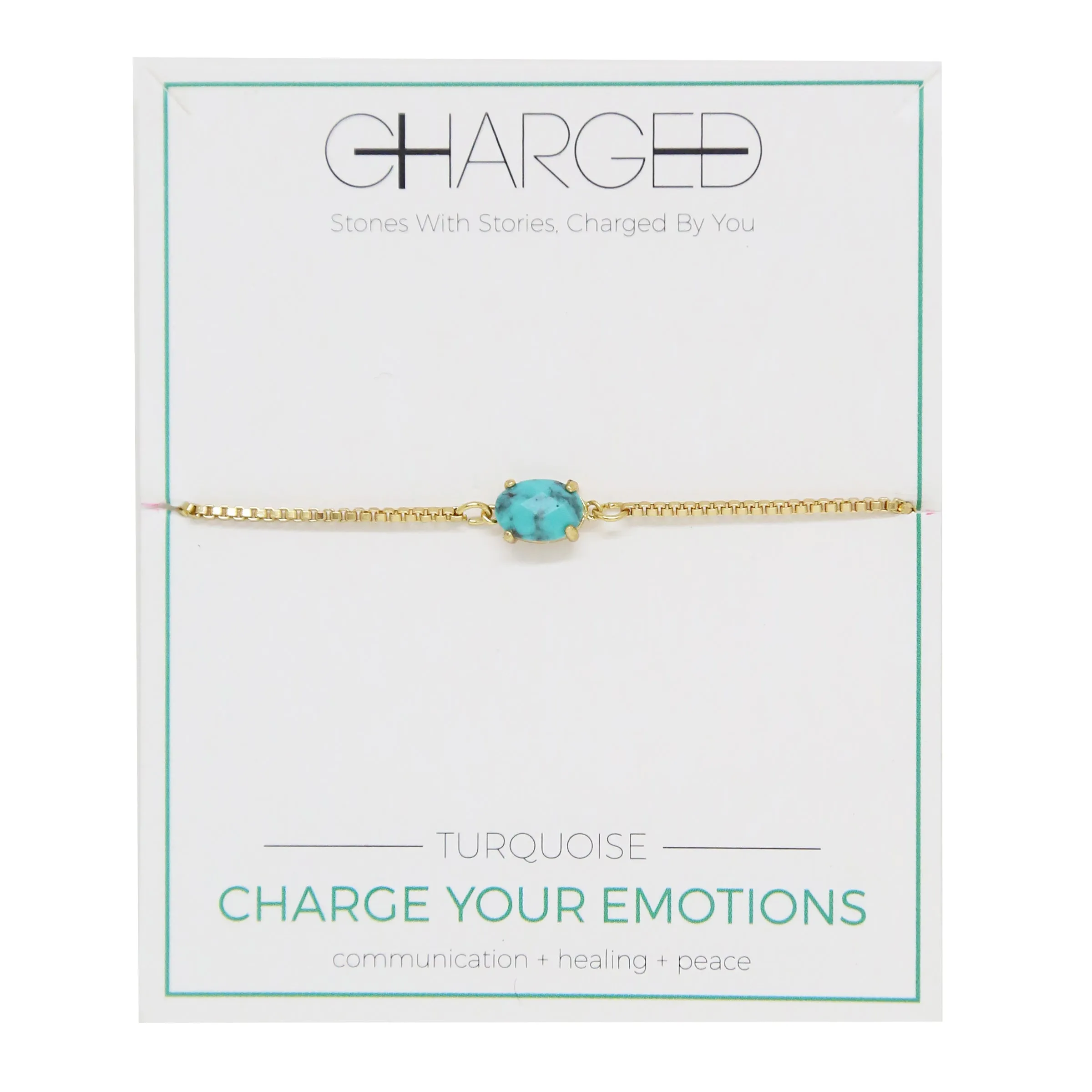 Turquoise & Gold Adjustable Chain Bracelet