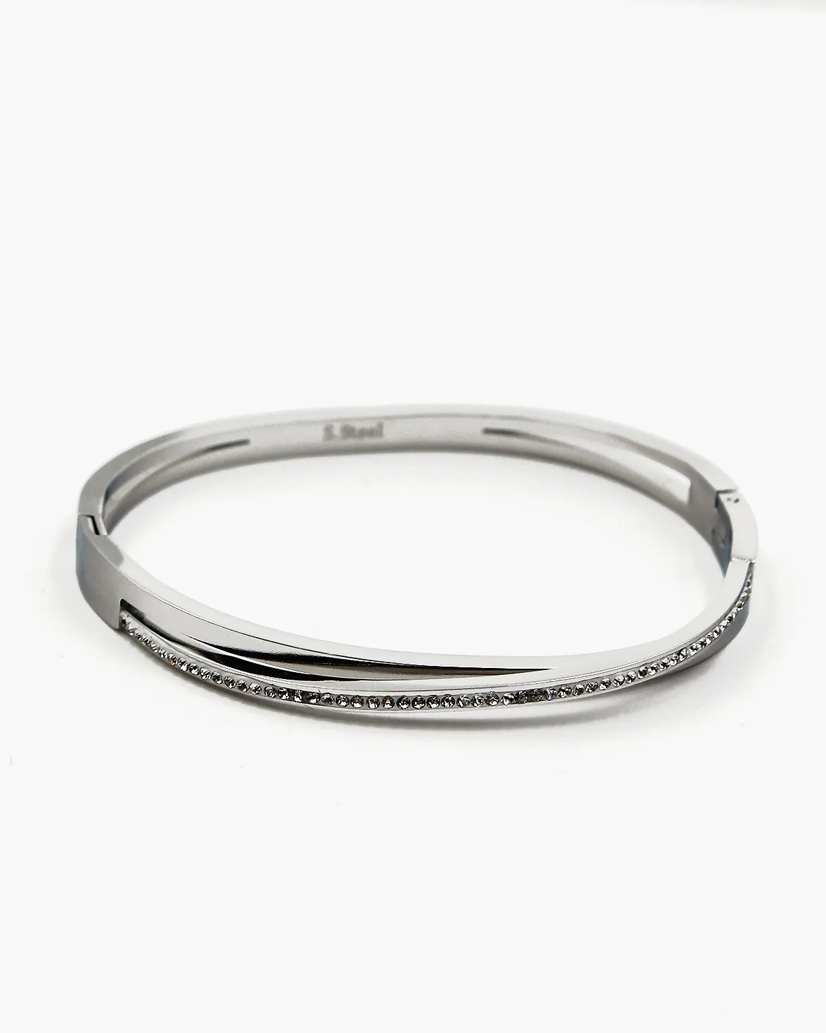 Twisted Row CZ Stone Bangle Bracelet