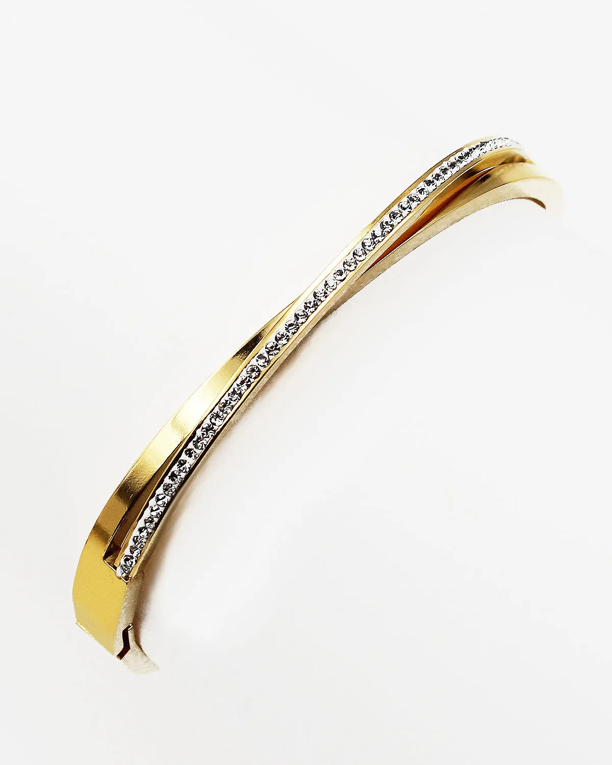 Twisted Row CZ Stone Bangle Bracelet