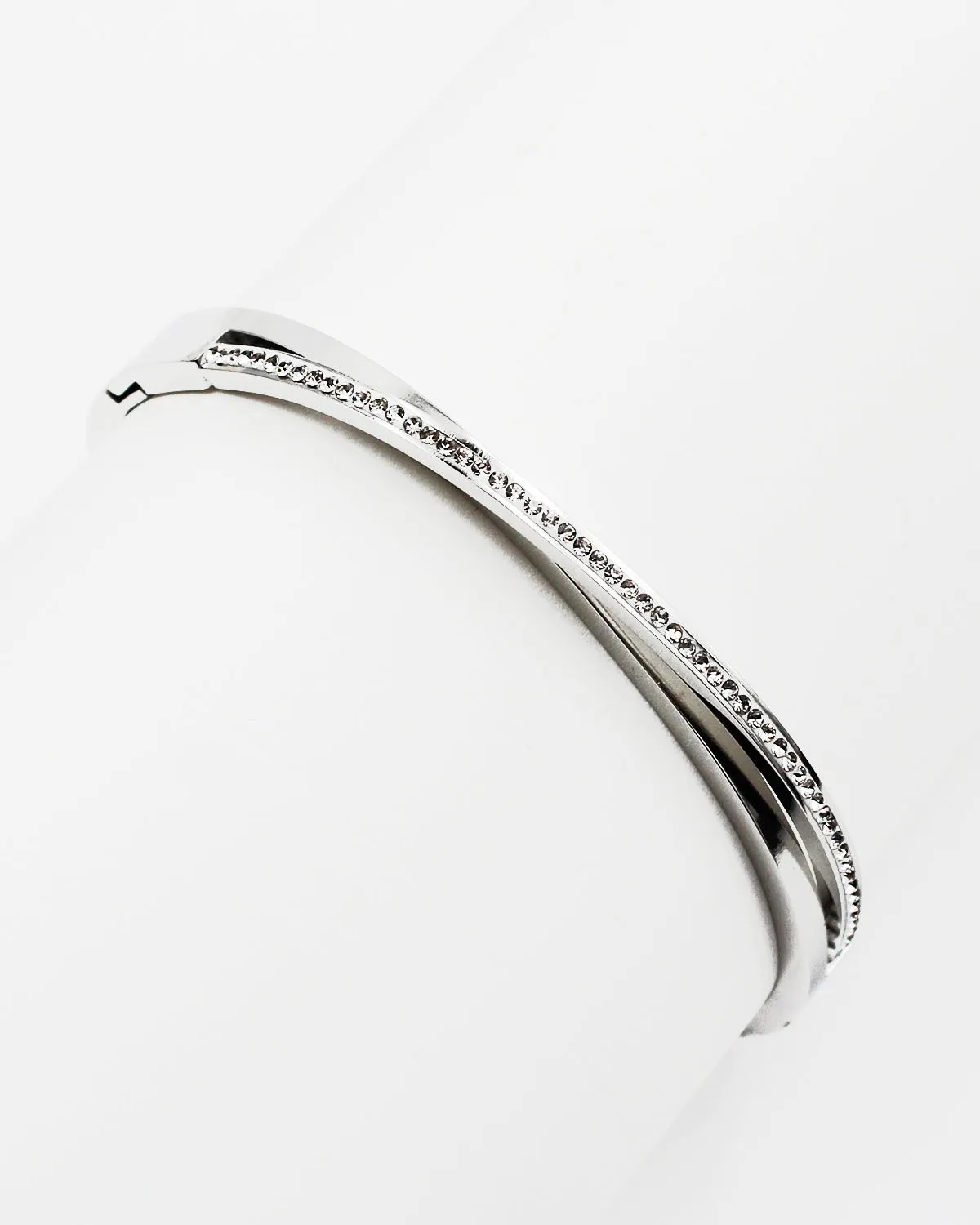 Twisted Row CZ Stone Bangle Bracelet
