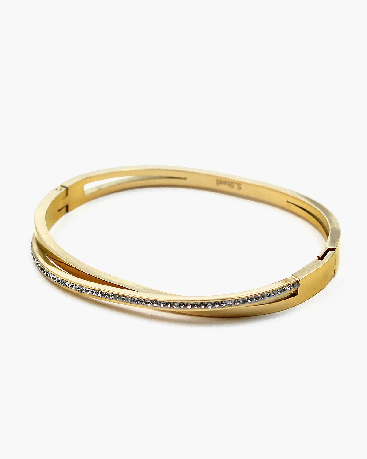 Twisted Row CZ Stone Bangle Bracelet