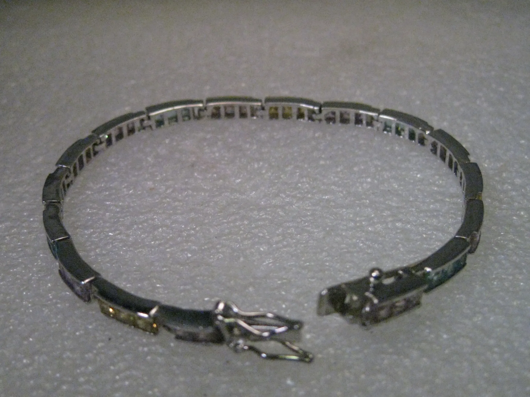 Vintage but Current Sterling Silver Tennis Bracelet, Pastel & Clear Stones, 7.75", signed F.A.S.