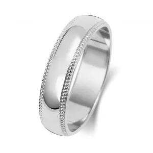 Wedding Band 18K D Shape Millgrain 5mm-1.75 Wedding  Ring WQ185WH