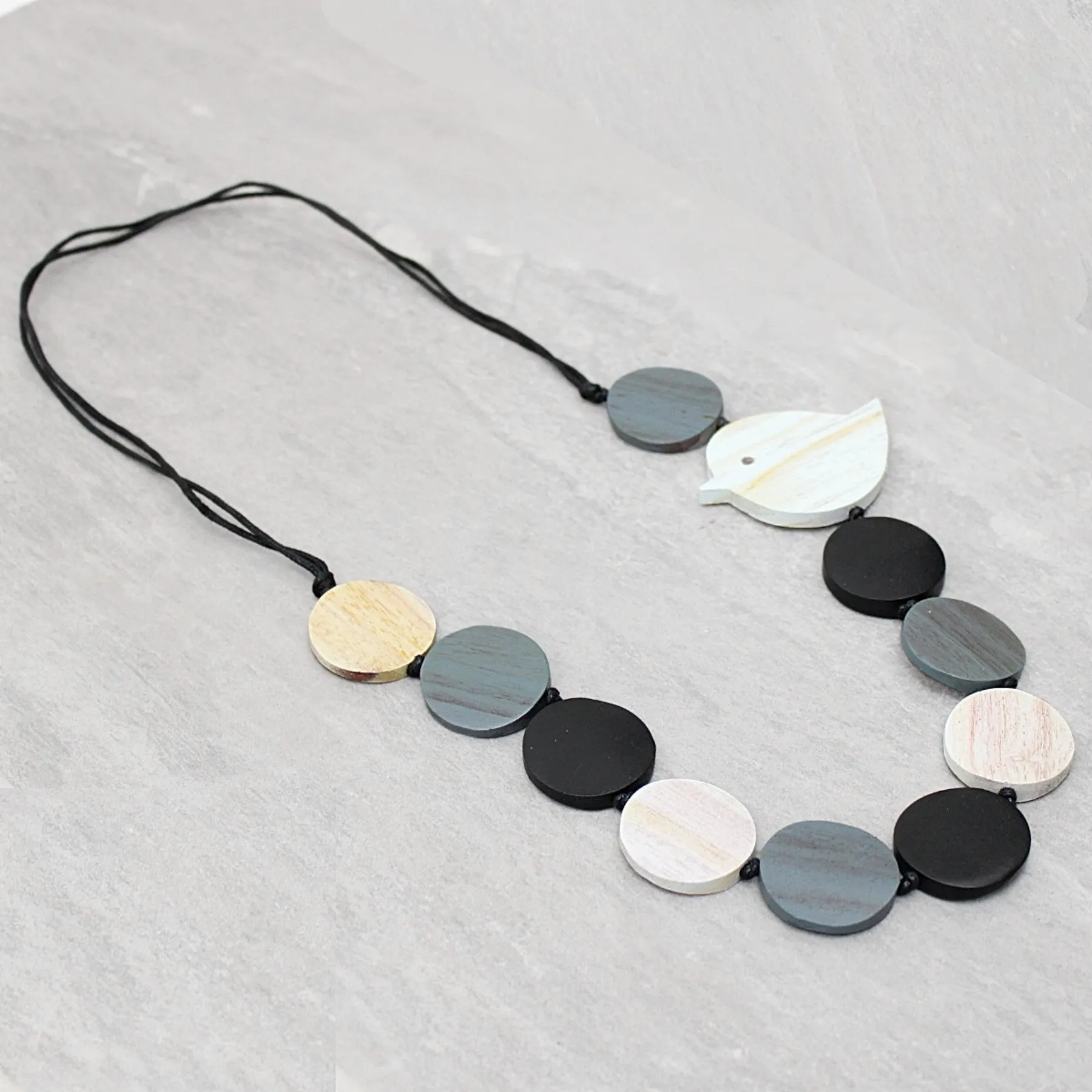 White Beaded Robin Necklace