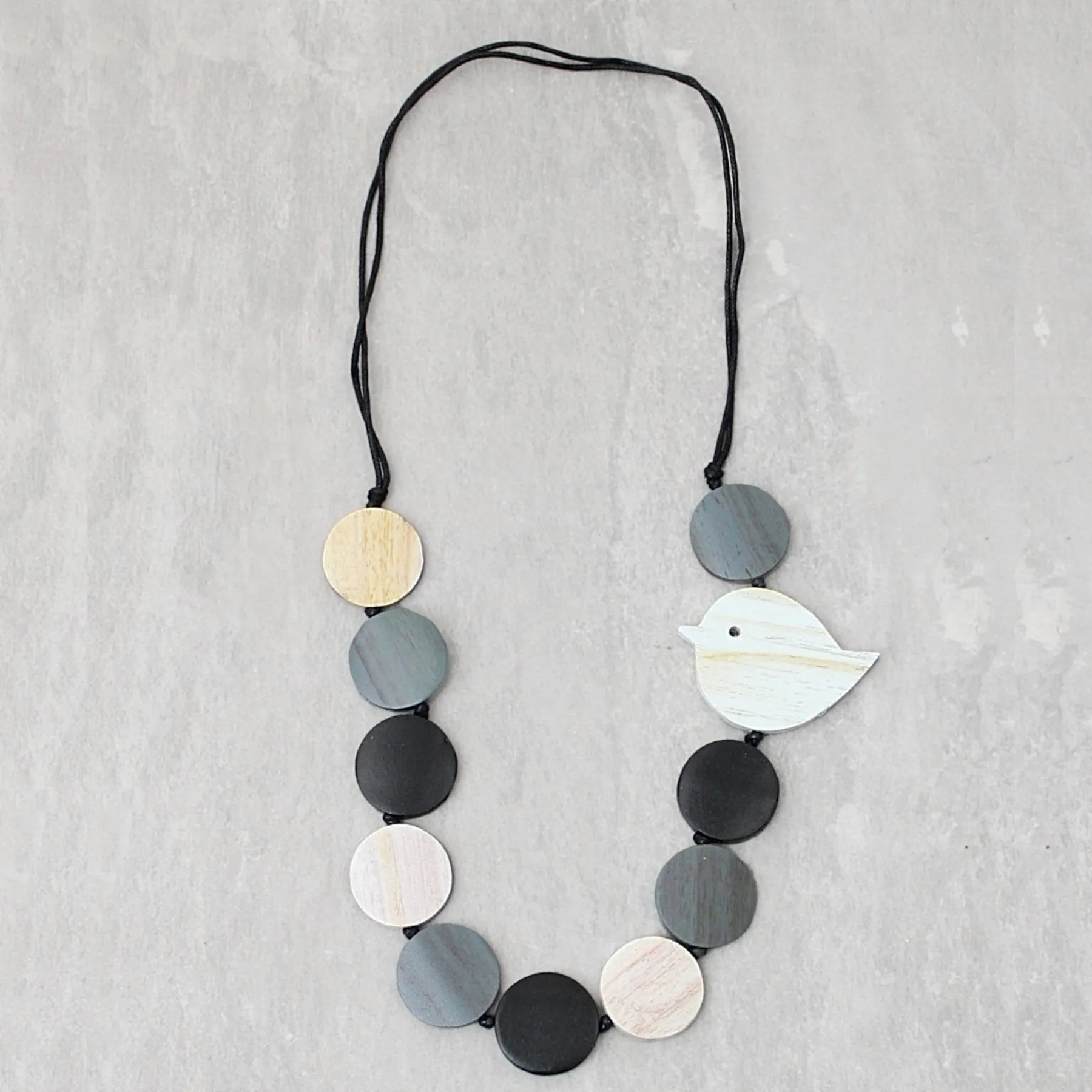 White Beaded Robin Necklace