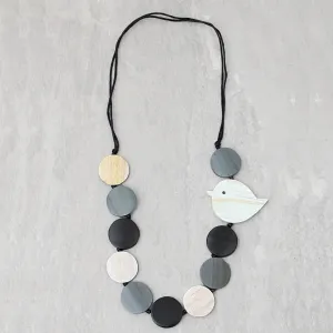White Beaded Robin Necklace